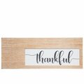 H2H Wood Rectangle Wall Decor with Side Corner Thankful in Cursive Writing on Cloth, Brown H23859631